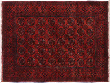handmade Tribal Biljik Khal Muhammadi Drk. Red Black Hand Knotted RECTANGLE 100% WOOL area rug 4x6